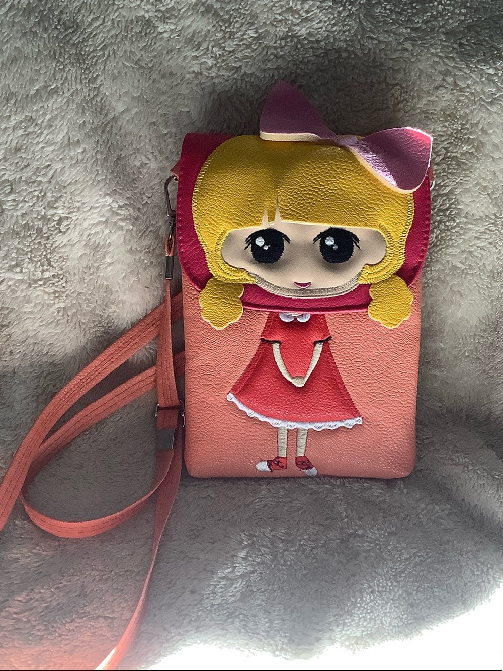 Crossbody Phone Bag with Pink Trim